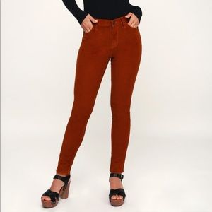 Free People Rust Orange High Waisted Corduroy Pant